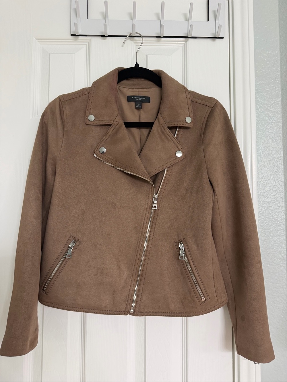 Ann Taylor Taupe Suede Moto Jacket